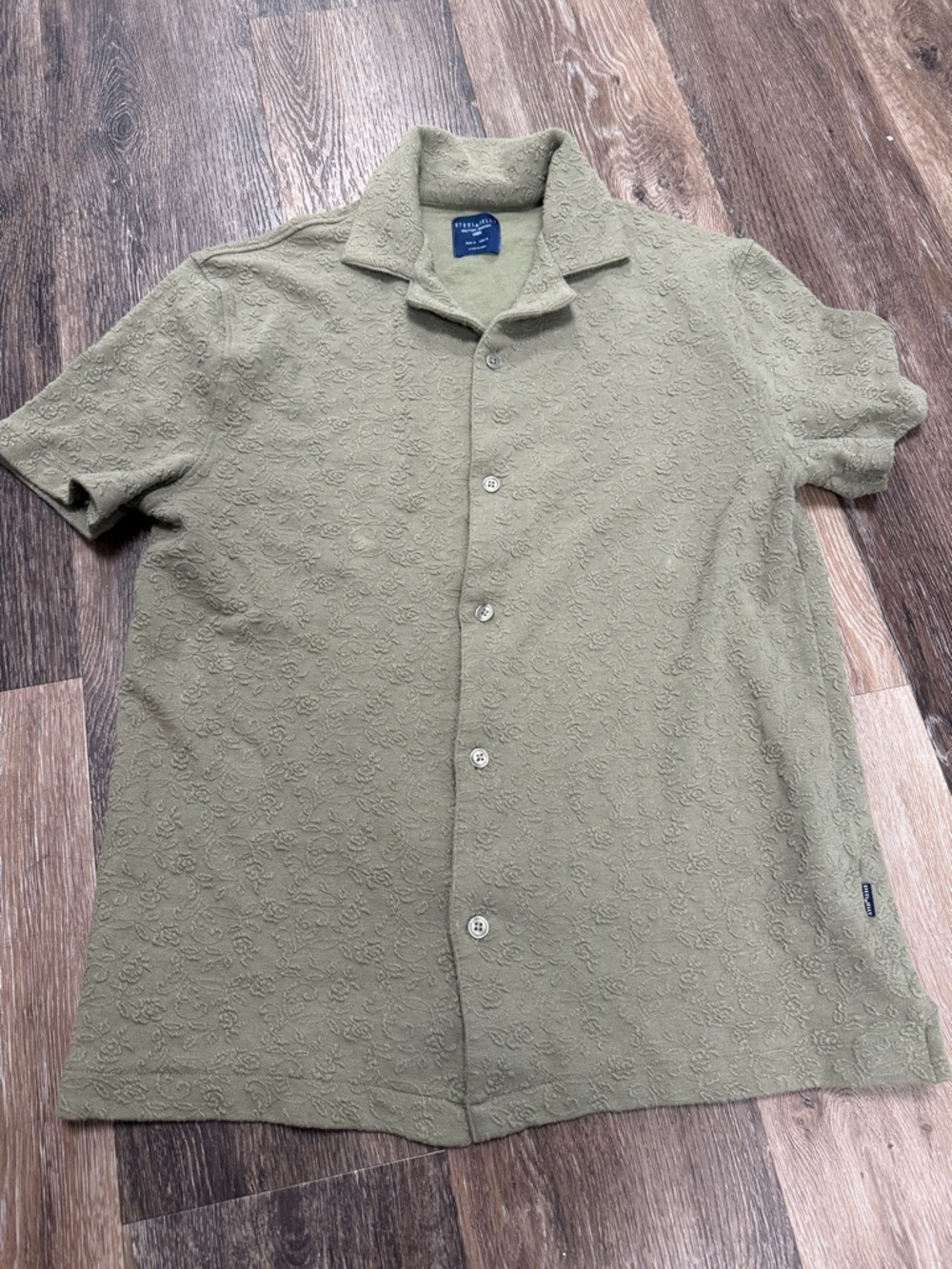 Steel & Jelly Olive Green Short-Sleeve Textured Shirt